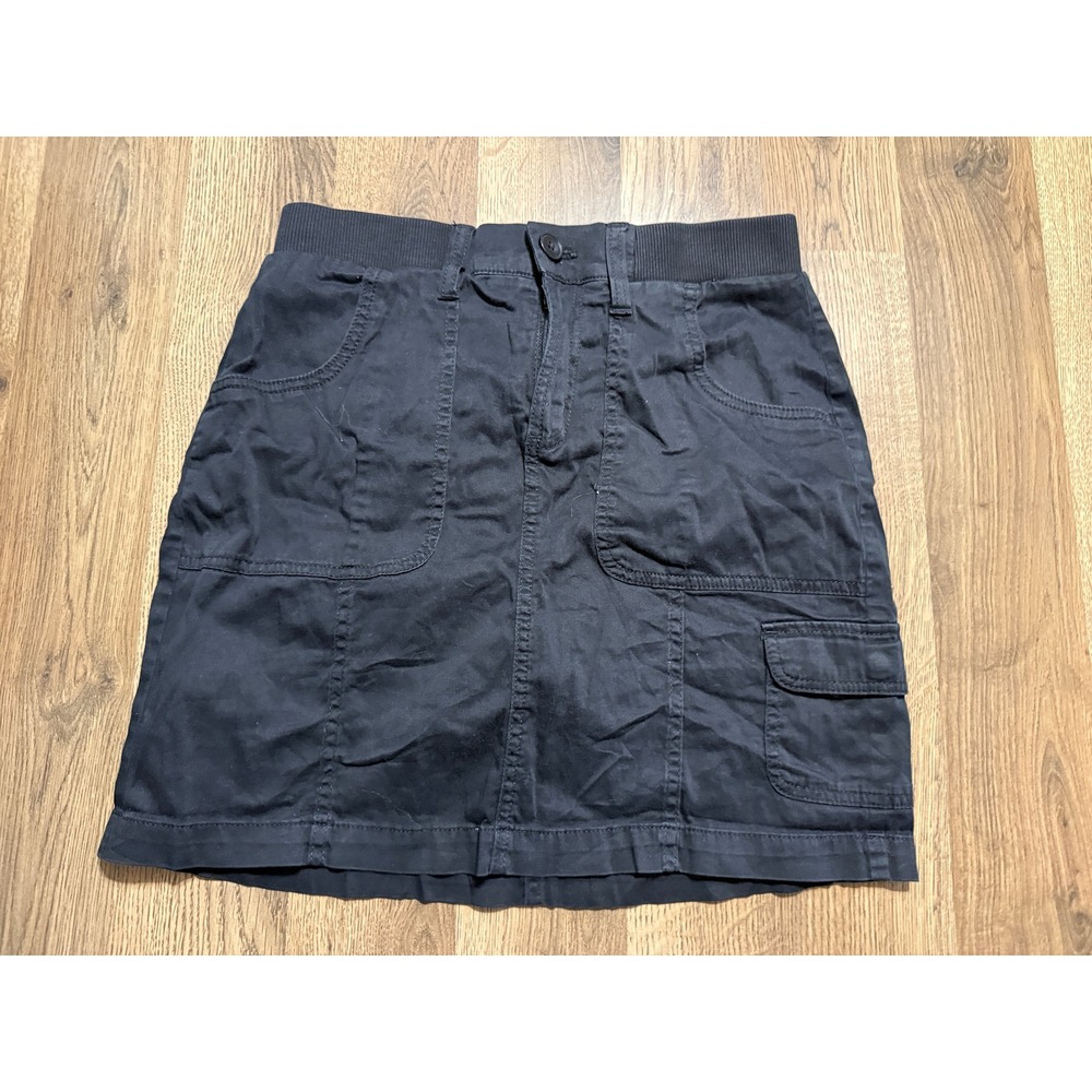 Croft & Barrow Skirt Womens Size 4 Black Mini Skirt Cargo Utility Pockets Cotton